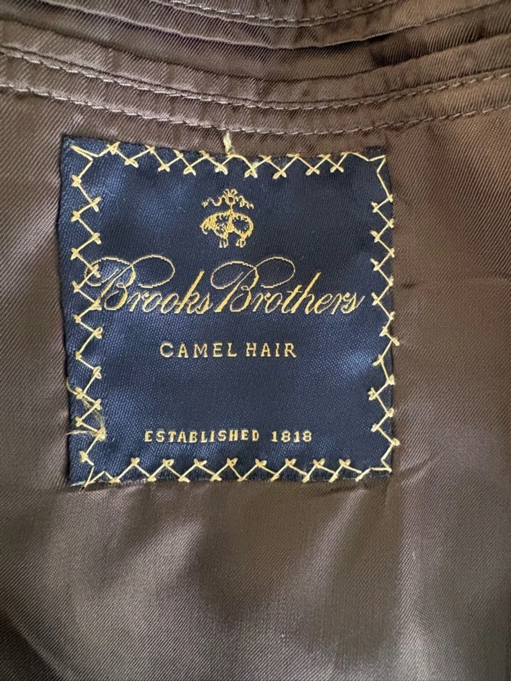 Brooks Brothers 44L 100% Camel Hair Sport Coat Glen Plaid Brown Gray USA Classic